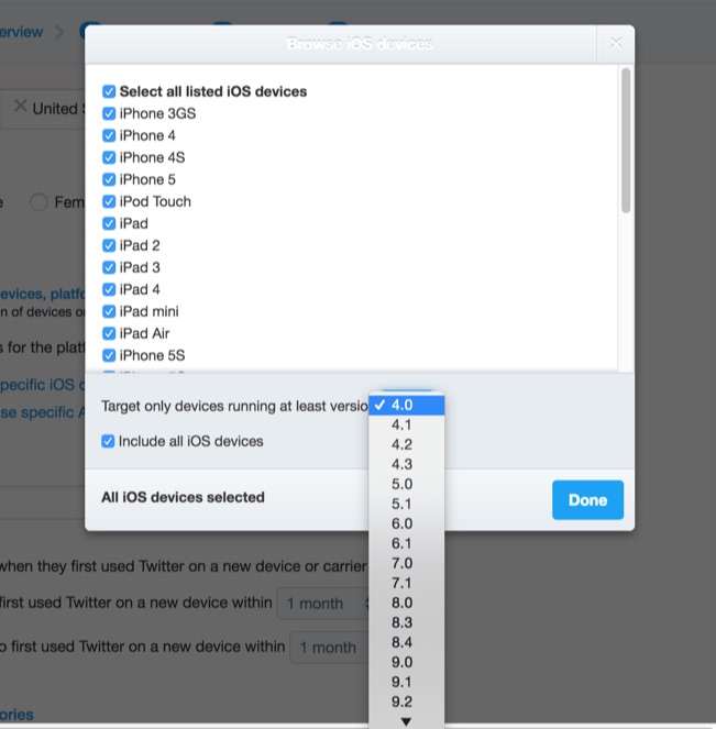 Select Ios Device Twitter Ad Targeting